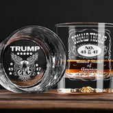 IMI Customs Donald Trump laser engraved 10.5 oz whiskey glass front view