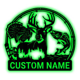 IMIDU custom text deer turkey bass fishing metal sign with LED light 8 inch size