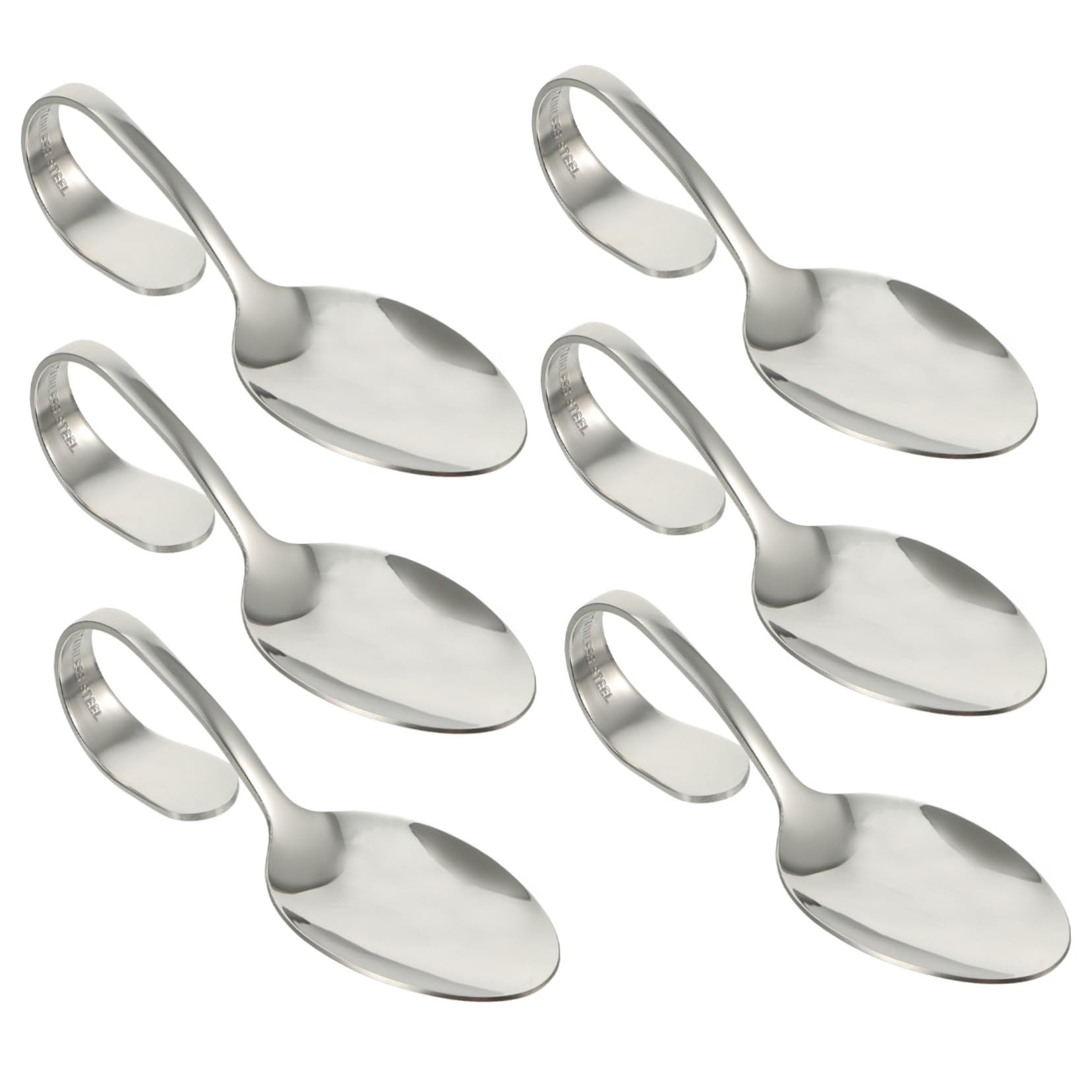 IMIKEYA 6pcs curved handle stainless steel spoons