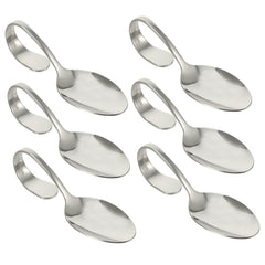 IMIKEYA 6pcs curved handle stainless steel spoons