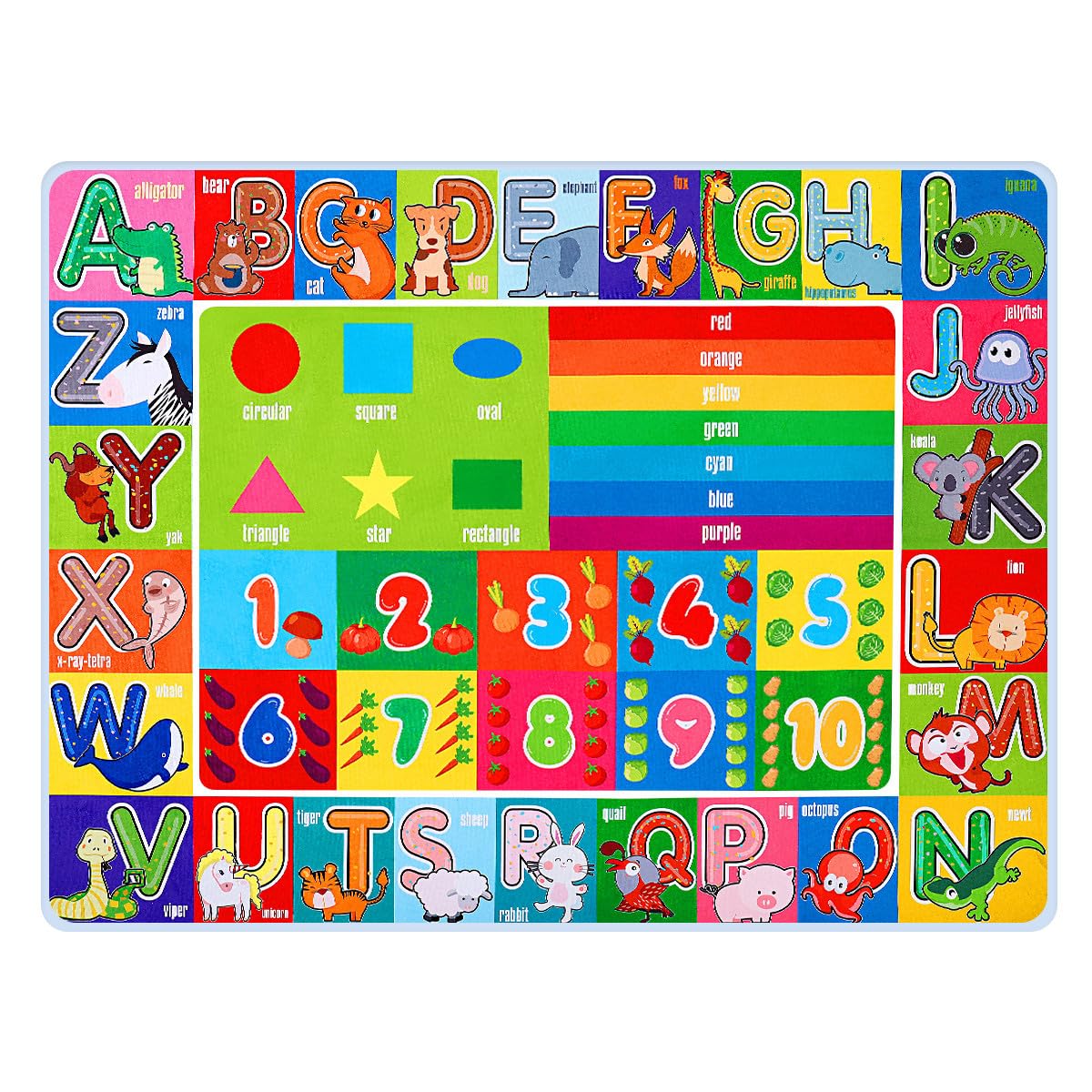 IMIKEYA ABC Rug for kids room educational play rug with alphabet illustrations
