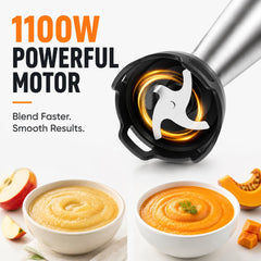 Immersion blender 1100W motor for powerful performance