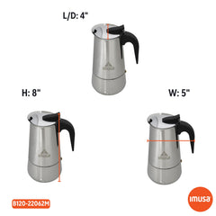 IMUSA USA B120-22062M 6-Cup capacity moka pot on stove