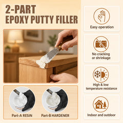Indoor and outdoor ready epoxy wood filler in use