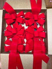 Weather resistant red velvet bows for holiday decor