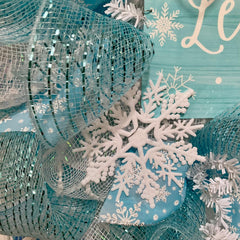 Indoor outdoor wreath 28 inch Let It Snow mesh design