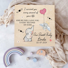 Infant loss memorial box in natural wood finish