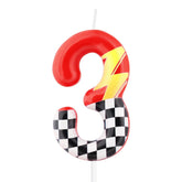 iNINGER red racing 3 birthday candles on cake
