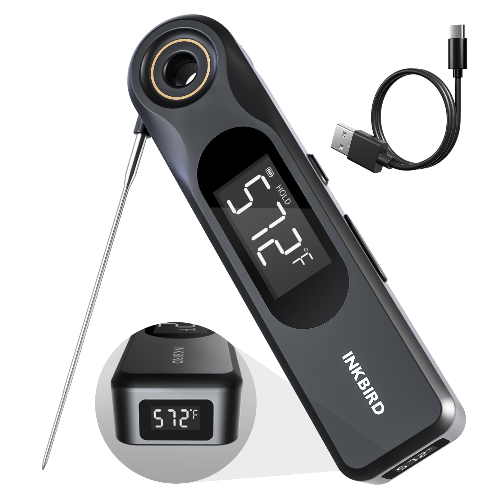 INKBIRD dual screen display meat thermometer front view