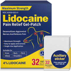 Inknows 4 percent lidocaine patches box label with 32 count
