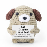 Insaizom crochet puppy for Dad display on desk