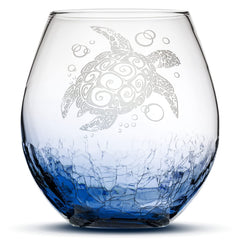 Integrity Bottles stemless wine glass 18oz tribal sea turtle design