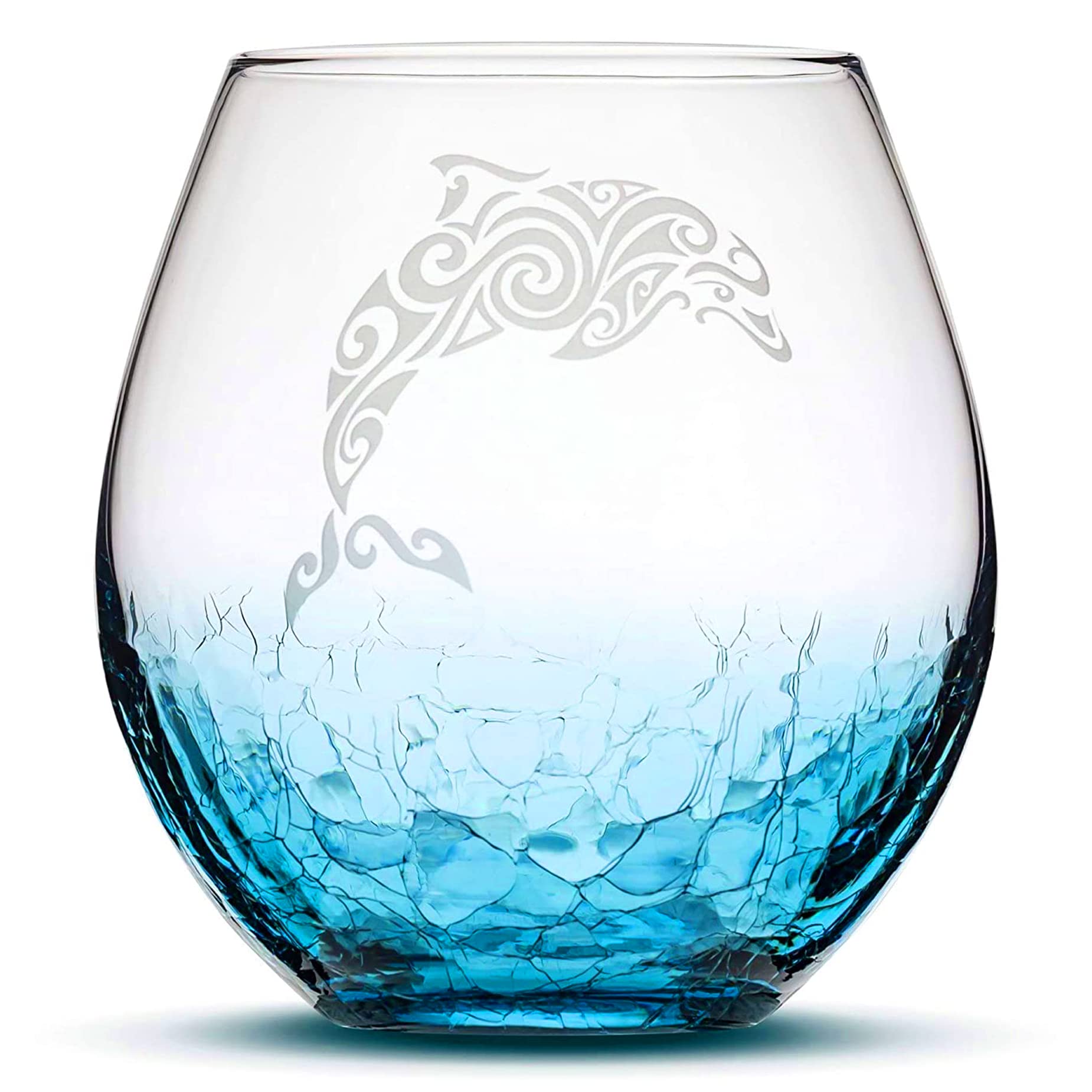 Integrity Bottles Tribal Dolphin stemless wine glass 18oz