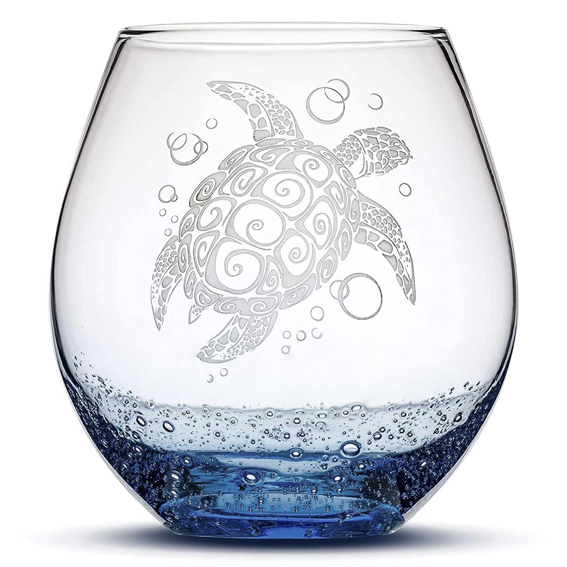 Integrity Bottles Tribal Sea Turtle Design 18oz stemless wine glass