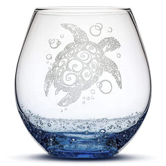 Integrity Bottles Tribal Sea Turtle Design 18oz stemless wine glass