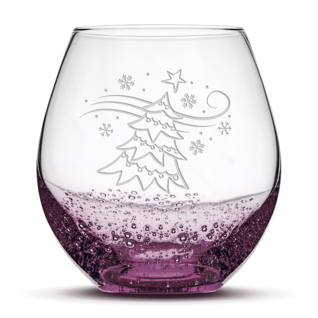Integrity Bottles Windy Christmas Tree stemless glass bubble purple
