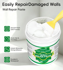 Applying wall repair paste to hole on drywall
