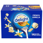 International Delight French Vanilla single-serve creamer tub carton front view