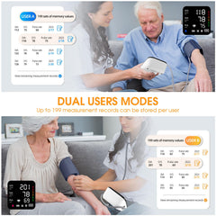 Automatic upper arm blood pressure monitor detects irregular heartbeat