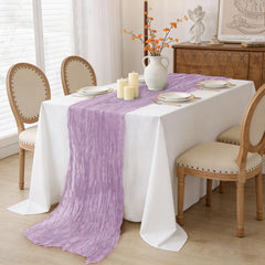 Close up of INVGEEXI lilac cheesecloth fabric texture