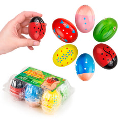 IPIDIPI TOYS Easter Egg Shakers Maracas for Kids 6 pack wooden percussion