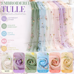 Milky white mesh embroidered table runner 28x120 inches