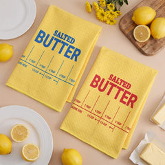 Salted butter kitchen towel 2 piece set yellow blue Irenare