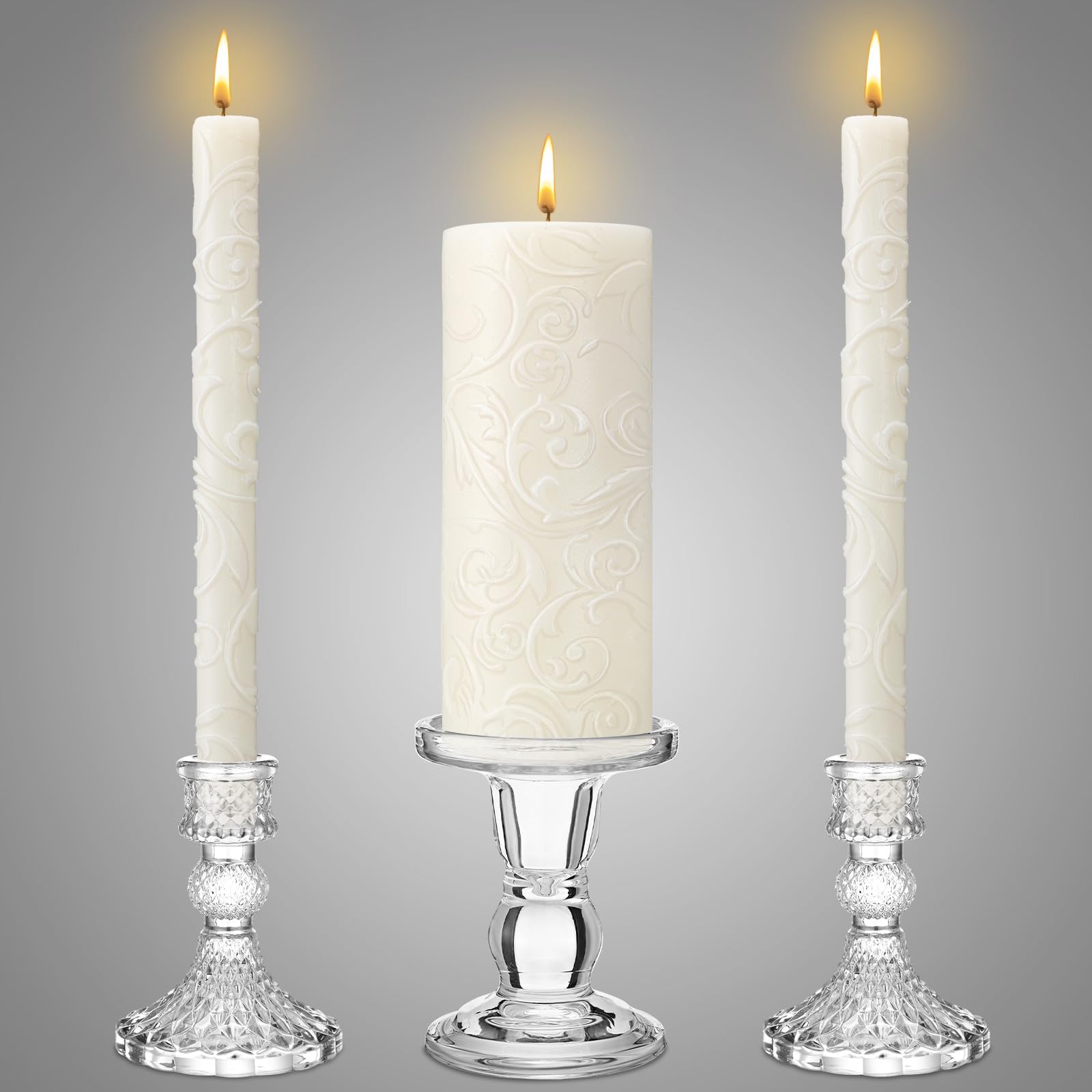 Irenare Unity Candles for wedding ceremony with glass holder