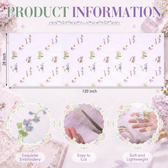 White mesh embroidered table runner 28x120 inches