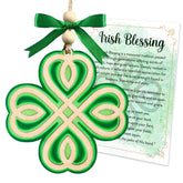 Irish Blessing Shamrock Ornament two-layer wood and acrylic construction