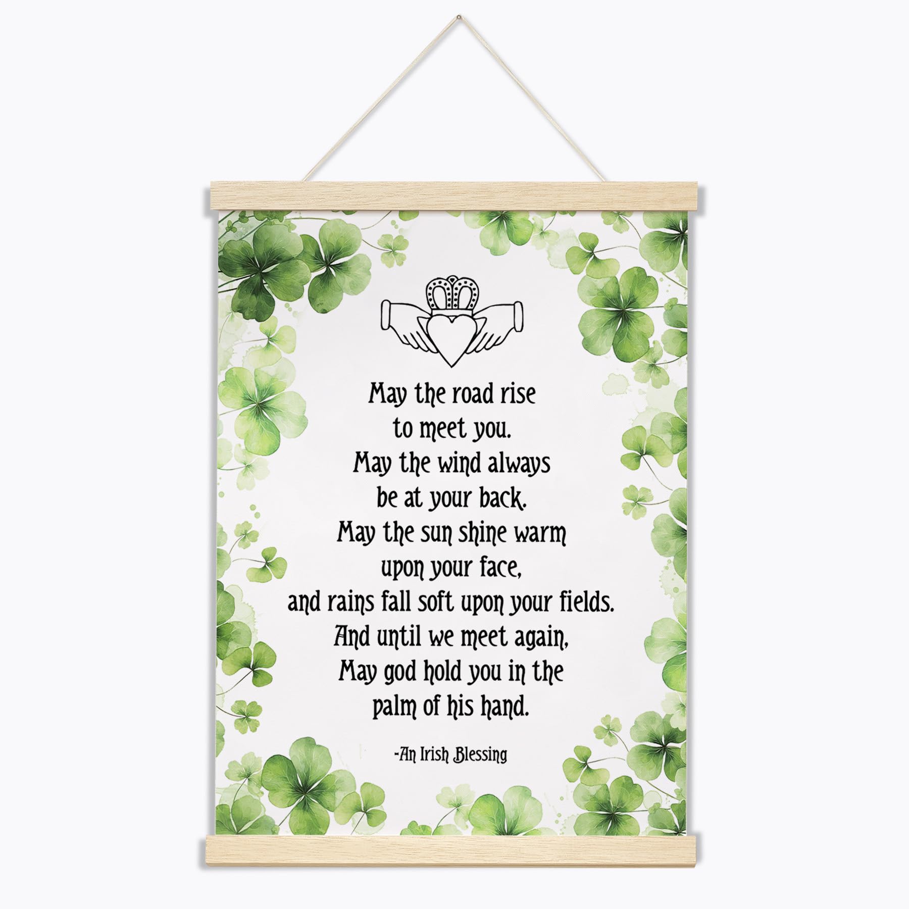 Irish Blessing Wall Hanging size 11.8 x 17.8 inches with pine wood and cotton rope