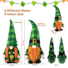 Leprechaun plush gnomes with bendable hat wire close up