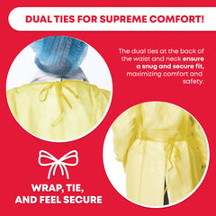 Adult sized isolation gown for men and women with double ties