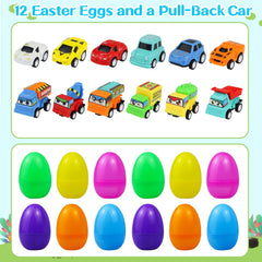 Pull-back cars inside ISTOOLL Easter eggs for kids