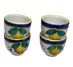 Set of 4 hand painted Italian ceramic cups with lemon design 2 oz capacity