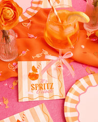 Italian Summer napkins for parties pink orange stripes cocktail motif 5 inch square