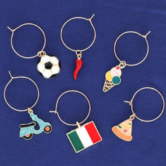 Italy flag charm for wine glass close up