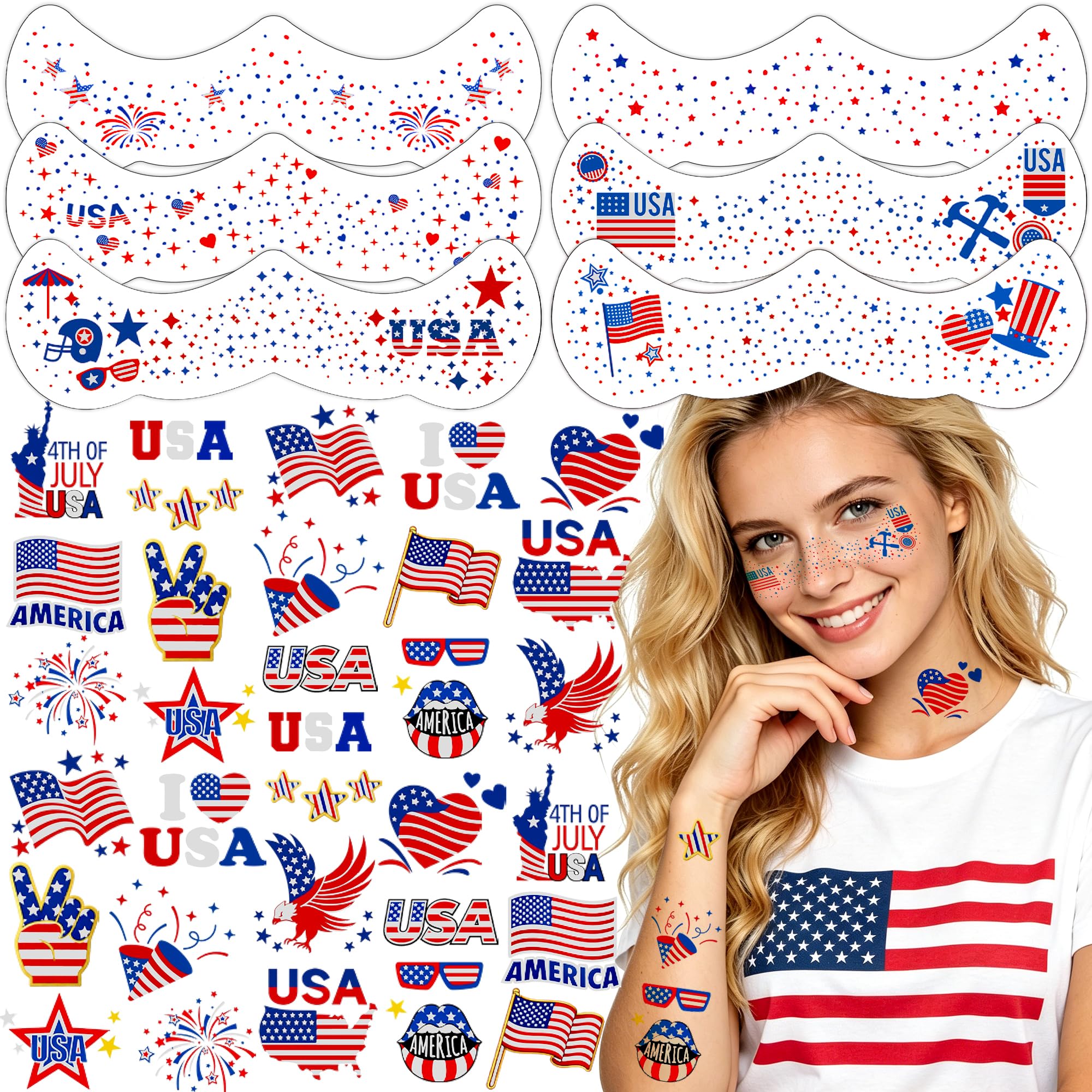 Itscolofy 4th of July glitter freckle tattoos 36PCS