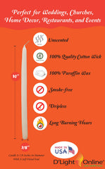Ivory taper candles 7/8 inch diameter fits standard holders