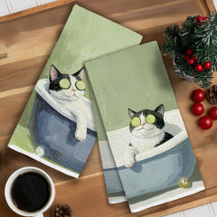 Tuxedo Cat Bathroom Towels 16x24 IWGDNJS