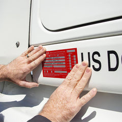 Punch box labeled aluminum inspection tag for annual vehicle inspections