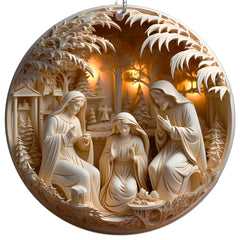 Jabihome Christmas Ornaments 2025 acrylic suncatcher nativity scene