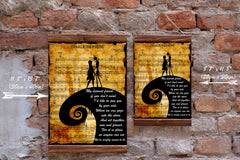 Jack Skellington Sally sheet music canvas print close up