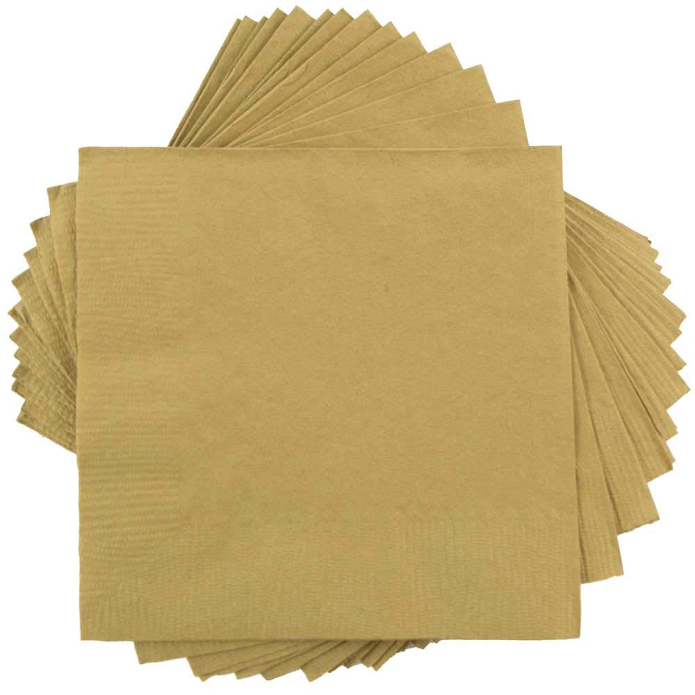 JAM PAPER Small Beverage Napkins Gold 5x5 inches 50 pack