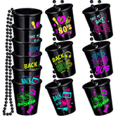Janmercy 12 pack 80s shot glass necklace set with six retro patterns