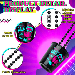 Six styles of 80s patterns on plastic shot glass necklaces by Janmercy