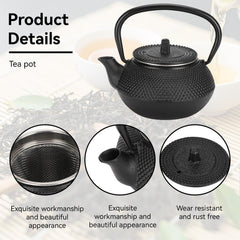 Cast iron tea kettle with integrated strainer