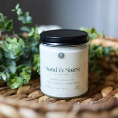 Sand and Stone Soy Candle 8 oz by Jarful House with cotton wick