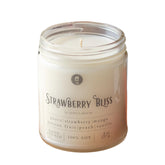 Jarful House Strawberry Bliss scented soy candle 8 oz glass jar with black metal lid