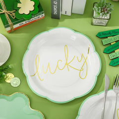 jarthenaamcs two designs mint green plates shamrock and scalloped